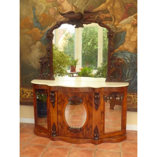 Antique Early 19th Century Carved Walnut and Marble Chiffonier, 1830 For Sale - Image 6 of 18
