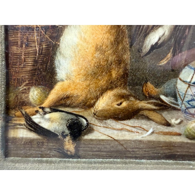 Antique 1800s Realism William Cruikshank Hunting Trophy Rabbit Duck Oil Painting For Sale - Image 9 of 15