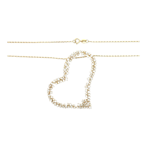14k Yellow Gold 2.30 Carats Natural Diamond Heart Necklace