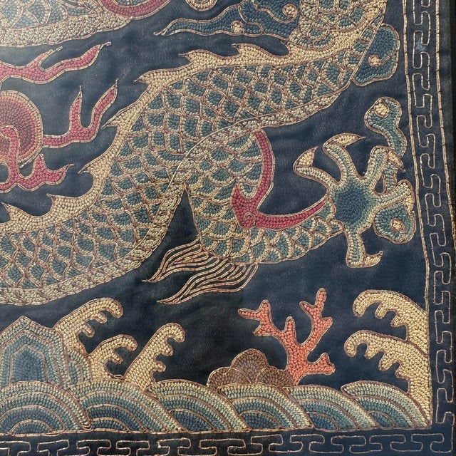 Qing Dynasty Imperial Five-Clawed Dragon Mandarin Square Rank Badge – Late 18th to Mid-19th Century For Sale - Image 10 of 12