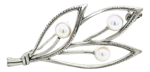 1990s Mikimoto Estate Akoya Pearl Brooch Pin Sterling Silver