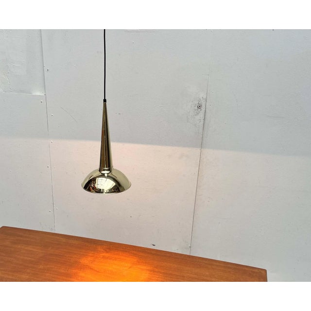 Mid-Century Modern Danish Brass Cone Pendant Lamps, 1950s, Set of 2 For Sale - Image 12 of 18
