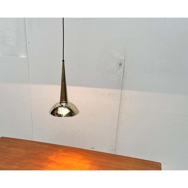 Mid-Century Modern Danish Brass Kone Pendant Lamps, 1950s, Set of 2 For Sale - Image 12 of 18