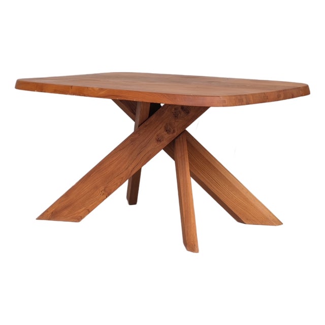 Mid-Century French Elm Aban T35B Dining Table from Pierre Chapo, 1970s For Sale