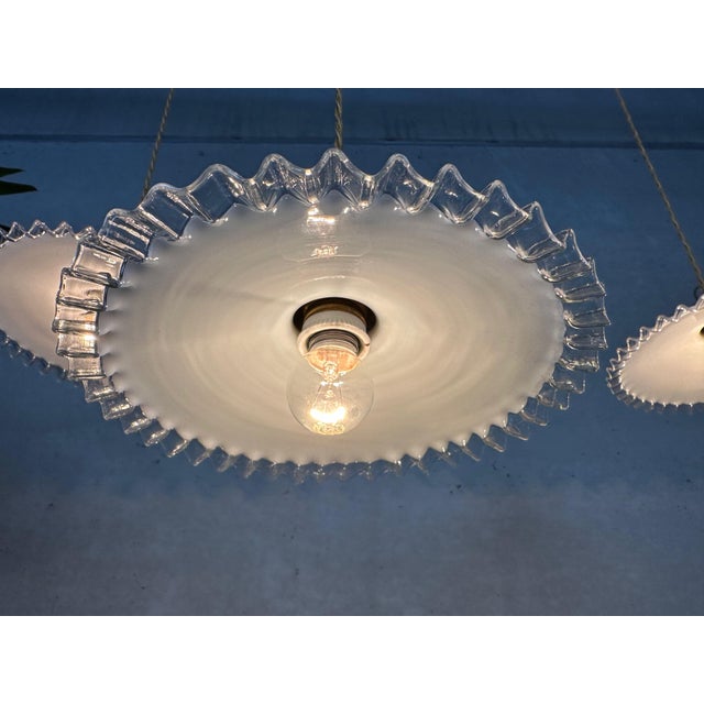 Vintage Opaline Pendant Lights, 1950s, Set of 5 For Sale - Image 4 of 13