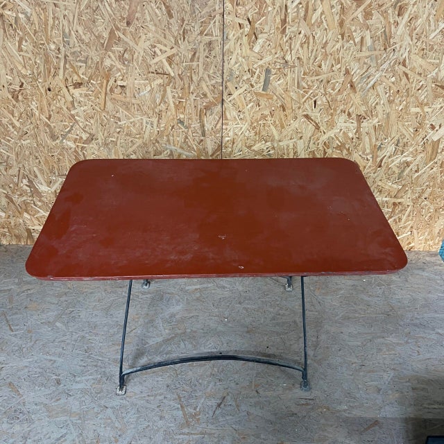 French Garden Table with Red Top, 1950s For Sale - Image 3 of 4