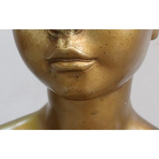 Antique Gilded Plaster Twisted Column and Bust of a Girl For Sale - Image 11 of 18