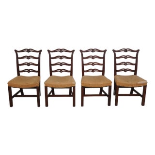Set of 4 Biggs Mahogany Ribbon Back Dining Chairs For Sale