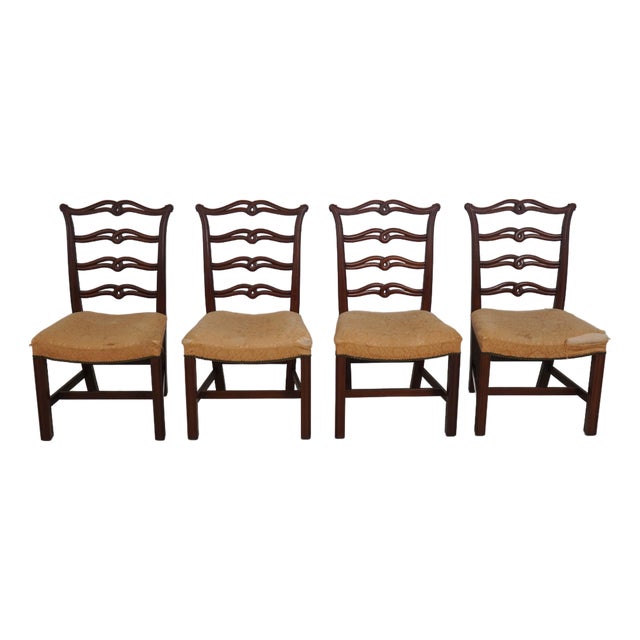 Set of 4 Biggs Mahogany Ribbon Back Dining Chairs For Sale