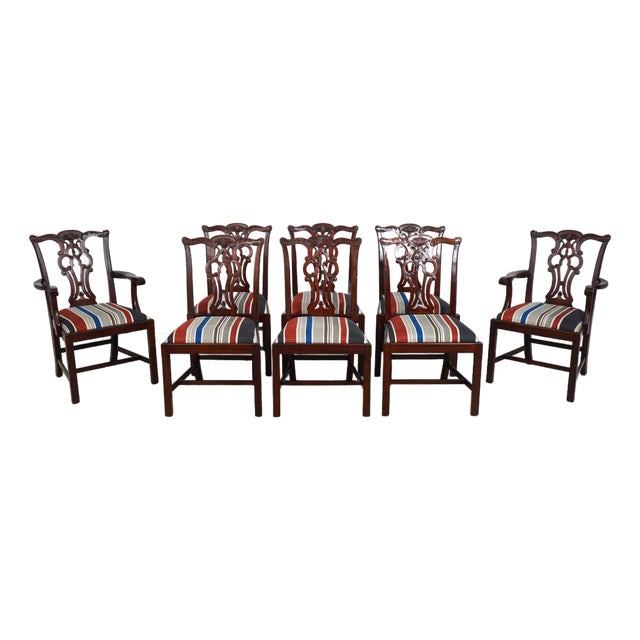Set of 8 Maitland Smith Mahogany Dining Chairs For Sale