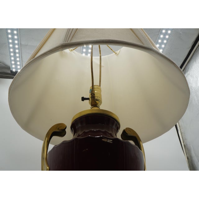 1990s Pair of Red Porcelain Neoclassical Urn Lamps For Sale - Image 12 of 13