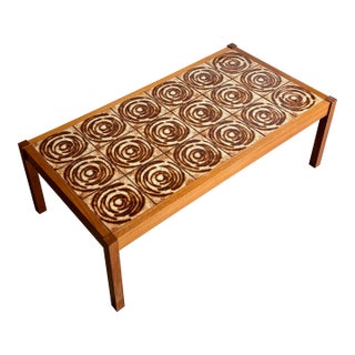 Vintage Teak and Tile Coffee Table For Sale