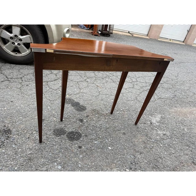 Vintage Hepplewhite Style Mahogany and Burled Wood Inlaid Console Table For Sale - Image 17 of 17
