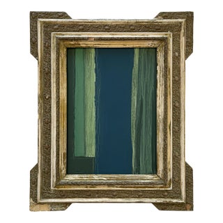 “River Moss" Abstract Art in Antique Frame, Transitional Living Room Art by JTS For Sale