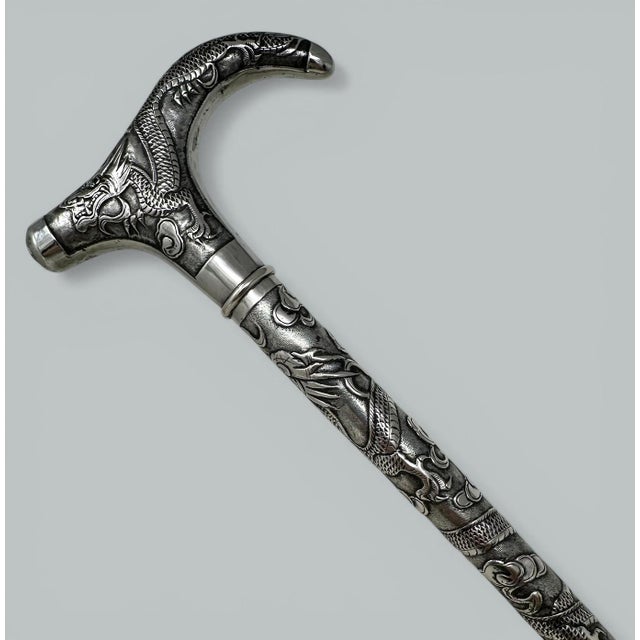 Stylish Well Grained Polished Ebony Wood Ladies or Gentleman’s Walking Stick with an attractive and most unusual Chinese...