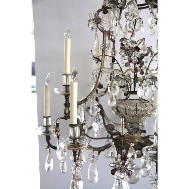 Metal Maison Bagues Rock Crystal Chandelier For Sale - Image 7 of 11