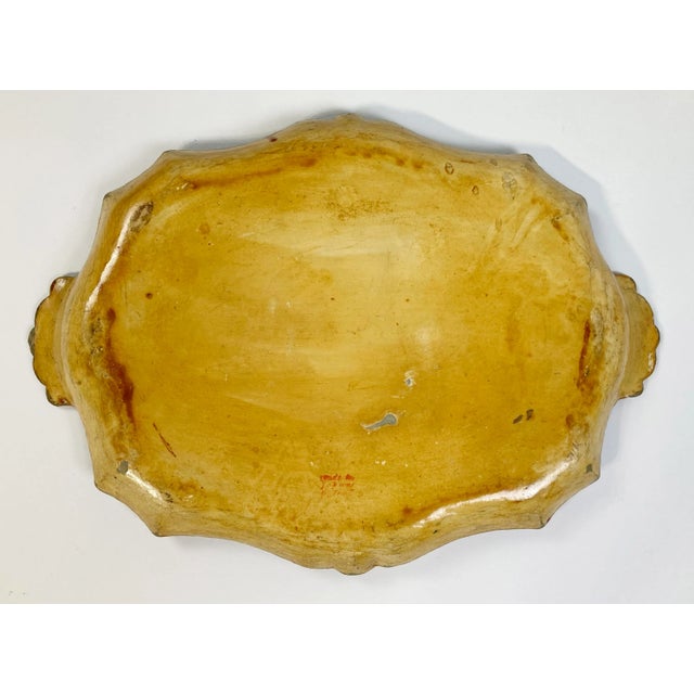 Yellow Vintage Hand-Painted Japanese Floral Paper Mache Tray For Sale - Image 8 of 9