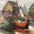 Original Mid 20th Century Painting on Canvas Fishing Harbor Scene Signed Framed For Sale - Image 4 of 12