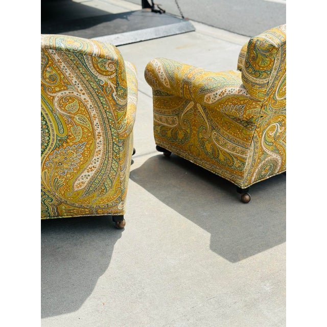 Textile Vintage Chairs Reupholstered in Martin Bullard for Schumacher Fabric For Sale - Image 7 of 8