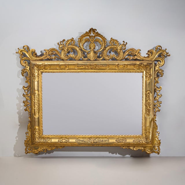 Gold Large Florentine Baroque-Style Wall Mirror, Italy, 1800s For Sale - Image 8 of 8