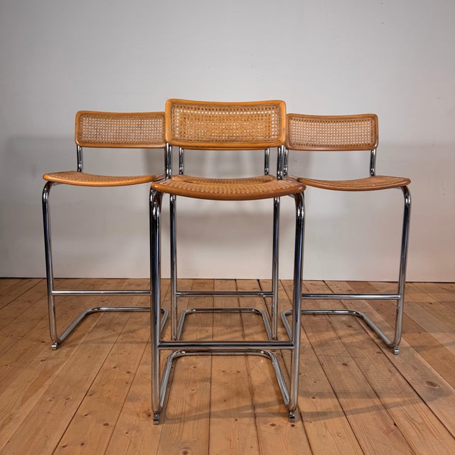Vintage Italian Vienna Straw and Chrome-Plated Steel Stools, 1980s, Set of 4 For Sale - Image 6 of 6