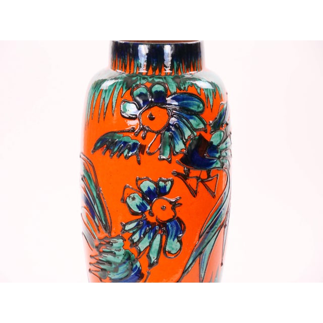 Large Mid-Century Scheurich Ceramic Vase in Burnt Orange and Green, West Germany For Sale In New York - Image 6 of 11