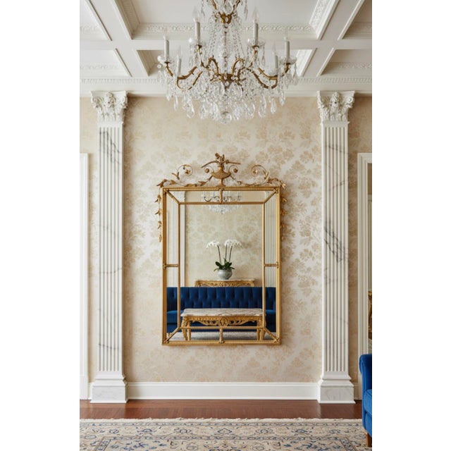 Stunning 58” Friedman Brothers Louis XVI Giltwood Wall Mirror With Urn and Floral Crest For Sale - Image 13 of 13