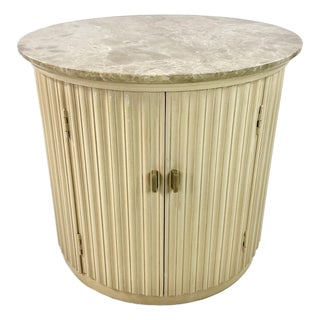 Vintage Neoclassical Roman Contemporary Century Furniture Round Marble Top Side Table. For Sale