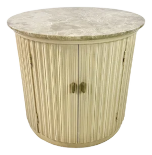 Vintage Neoclassical Roman Contemporary Century Furniture Round Marble Top Side Table.