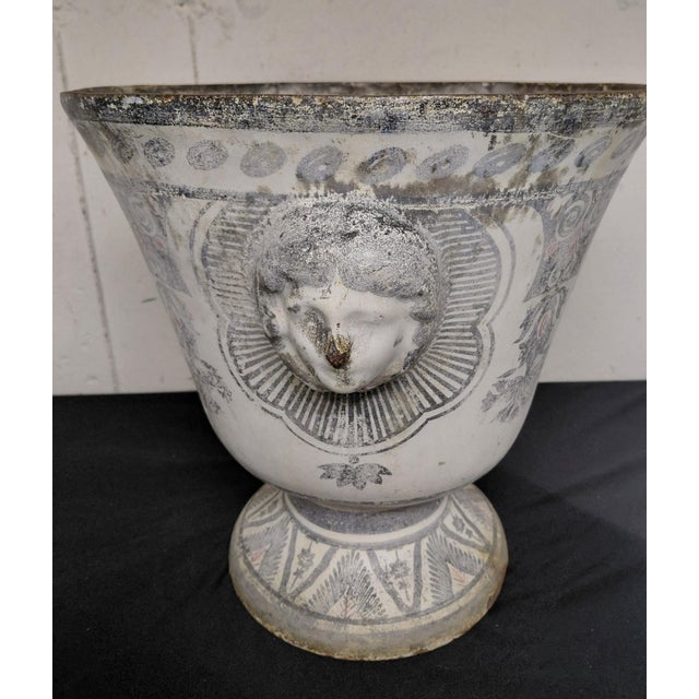 White 19th Century Enameled Cast Iron Urn For Sale - Image 8 of 9