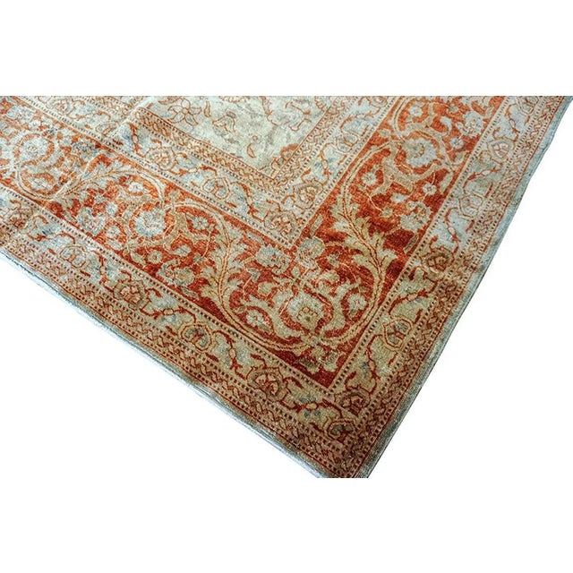 Light Ivory Field Rustic Floral Pattern Antique 19th Century Persian Tabriz Rug For Sale - Image 4 of 12