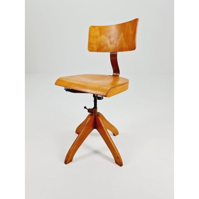 Bauhaus Swivel Office Chair in Wood by Polster Gleich, 1930s For Sale - Image 11 of 11