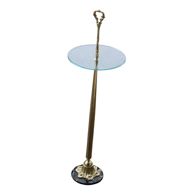 Italian Brass and Glass Gueridon with Marble, 1950 For Sale