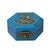 1990s Oriental Cerulean Blue Flower Bird Graphic Hexagonal Container Box For Sale - Image 5 of 8