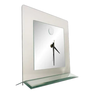 1980s Smoked Glass and Mirror Clock