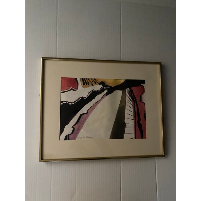 1980s Virginia Colman. Abstract Water Colour Painting Artwork With Bold Colors and Dynamic Lines, Signed For Sale In Miami - Image 6 of 12