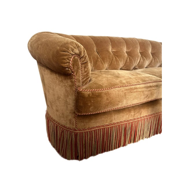 Wonderful & of course comfortable Carmel velvet sofa, seats 3 person comfortably The cushions went through a dry clean to...