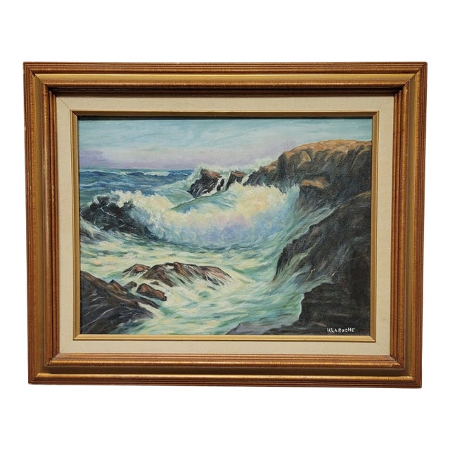 H. LaRoche New England Seascape Oil on Canvas, Framed For Sale