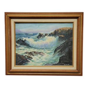 H. LaRoche New England Seascape Oil on Canvas, Framed