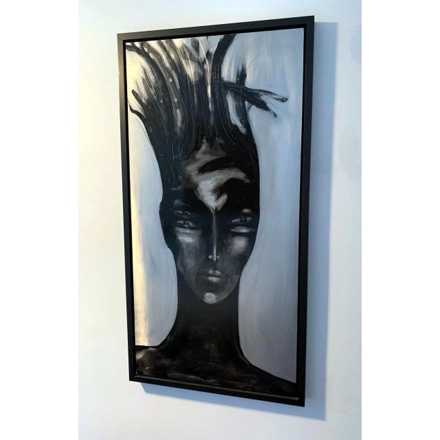 Medium: Paint on Aluminum with lacquer in wood frame Title: Woman Focused Artist: Marie-Josée Roy (Canadian) Measurement:...