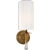 AERIN for Visual Comfort Signature Drunmore Single Sconce in Hand-Rubbed Antique Brass & Crystal with White Glass Shade For Sale