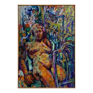 Anthony A. Ferrara - Expressionist “Nude With Chairs”, Signed (1998, Oil on Canvas)