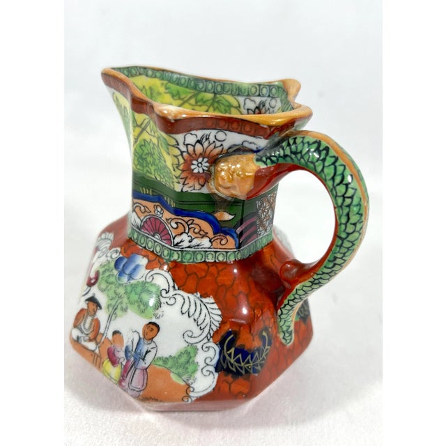 Rare Masons Ironstone Chinoiserie‘ Red Scale Conversation Group’ Hydra Handled Porcelain Jug, C1835 For Sale In Tampa - Image 6 of 7
