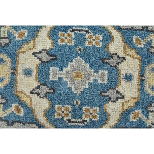 Textile Oushak Runner 2’8” X 10′ Blue Wool Tribal Hand-Knotted Oriental Rug For Sale - Image 7 of 13
