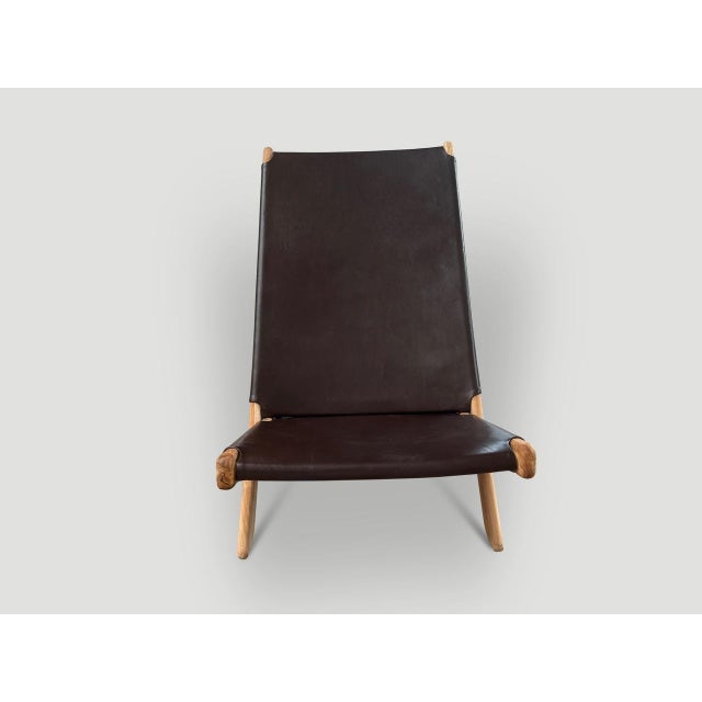 Andrianna Shamaris Minimalist Folding Leather Chair For Sale - Image 16 of 18