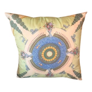 1990s Hermes Silk Throw Pillow For Sale