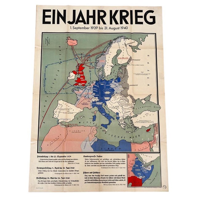 Vintage German Military Second World War 2 Poster, 1940 For Sale - Image 9 of 9