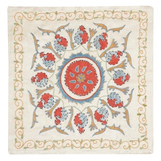 19"x20" All Silk Embroidered Throw Pillow. Modern Handmade Cushion Cover For Sale
