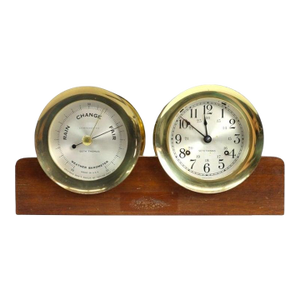 Seth Thomas Corsair Model E537-010 Brass & Mahogany Ship’s Clock Set C1968