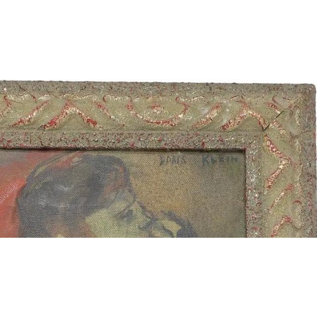 Original Mid Century Modern Figural Oil Painting By Doris Klein New York School This intimate original oil on canvas...